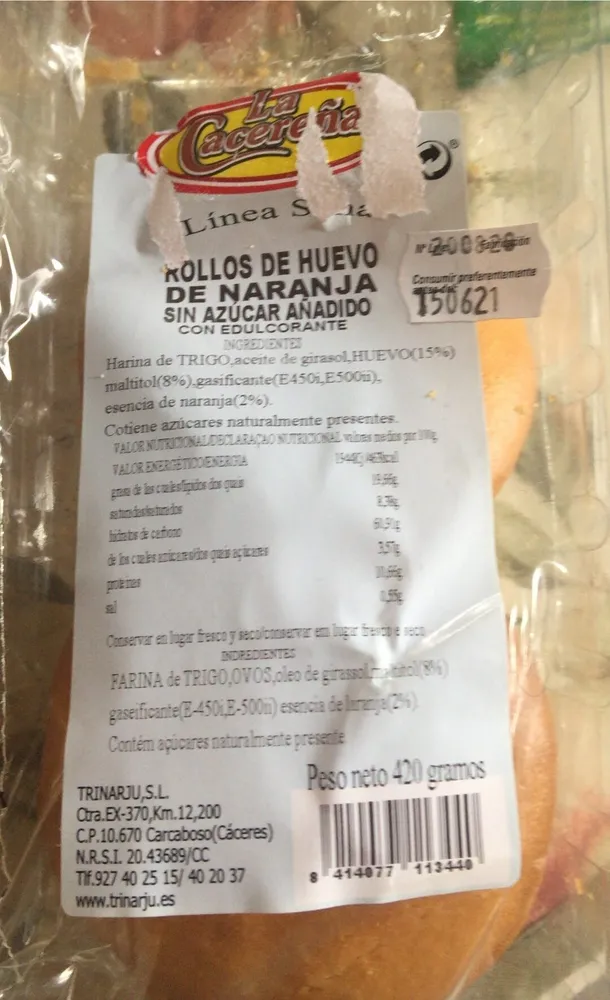 Rollos de huevo de naranja sin azucar añadido
