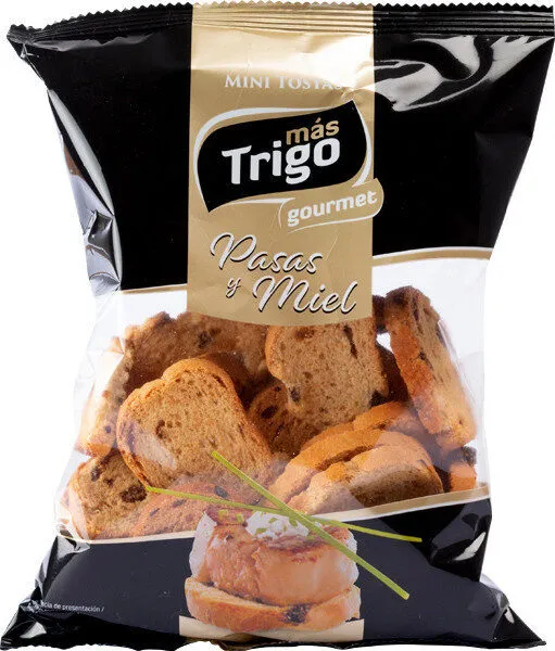 Gourmet mini tostas con pasas y miel
