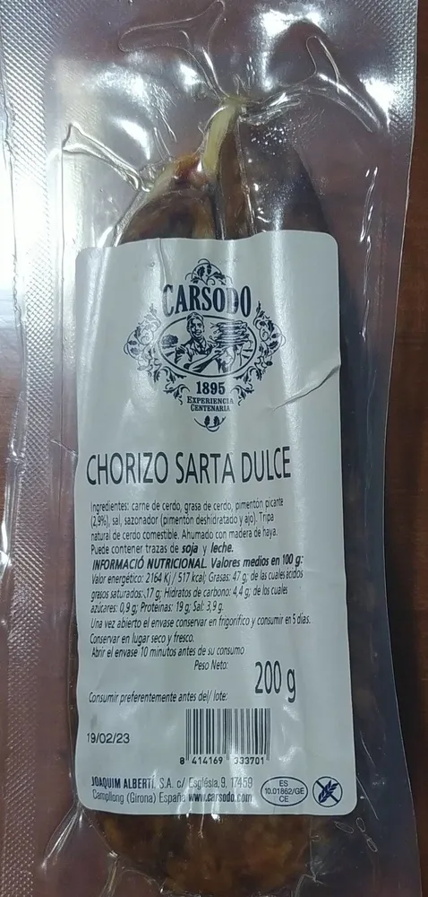 chorizo sarta dulce