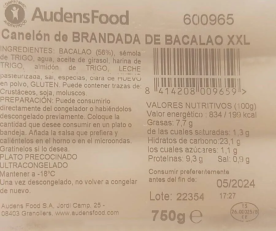 Canalón de brindada de bacalao XXL