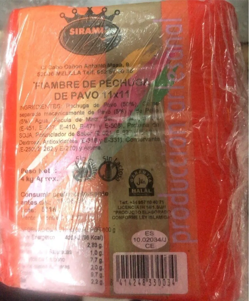 Fiambre de pechuga de pavo