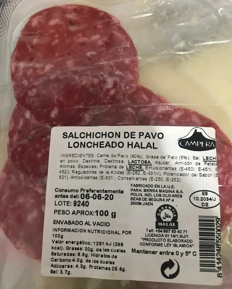 Salchichon de pavo halal