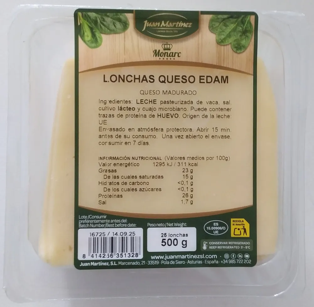 Lonchas queso Edam