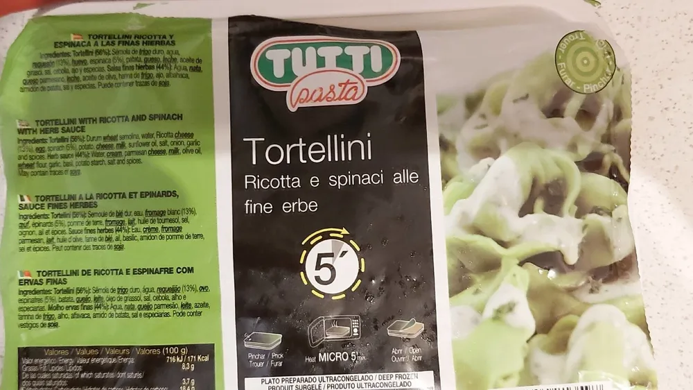 Tortellini ricotta y espinaca