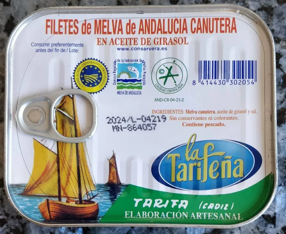 Filetes de melva de Andalucía canutera en aceite de girasol