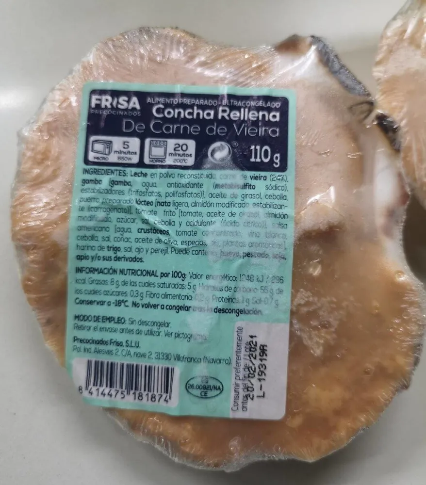 Concha rellena de carne de Vieira