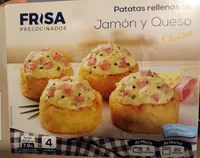 Patatas rellenas de jamón y queso cheddar