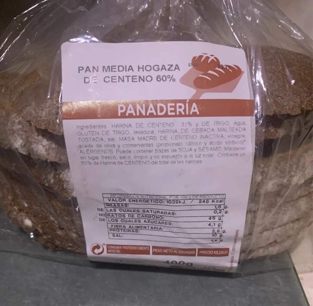 Pan media hogaza centeno 60%