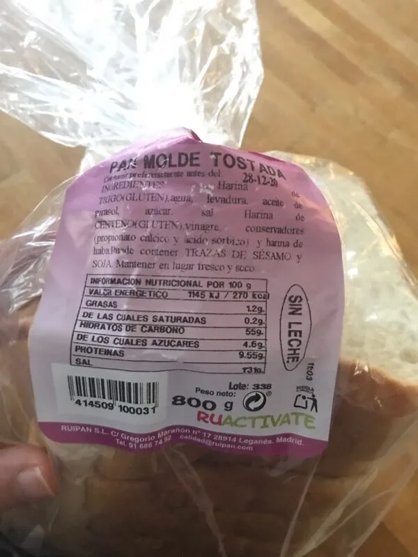 Pan molde tostada