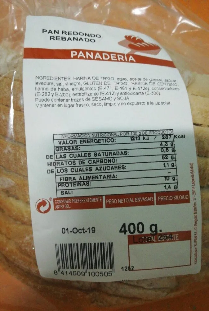 Pan redondo rebanado