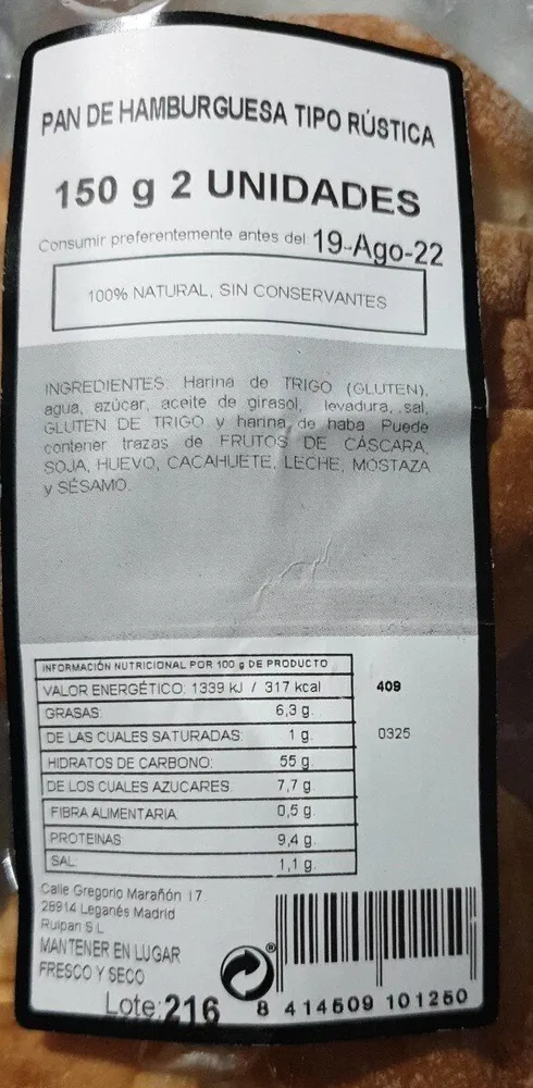 pan de hamburguesa rustics