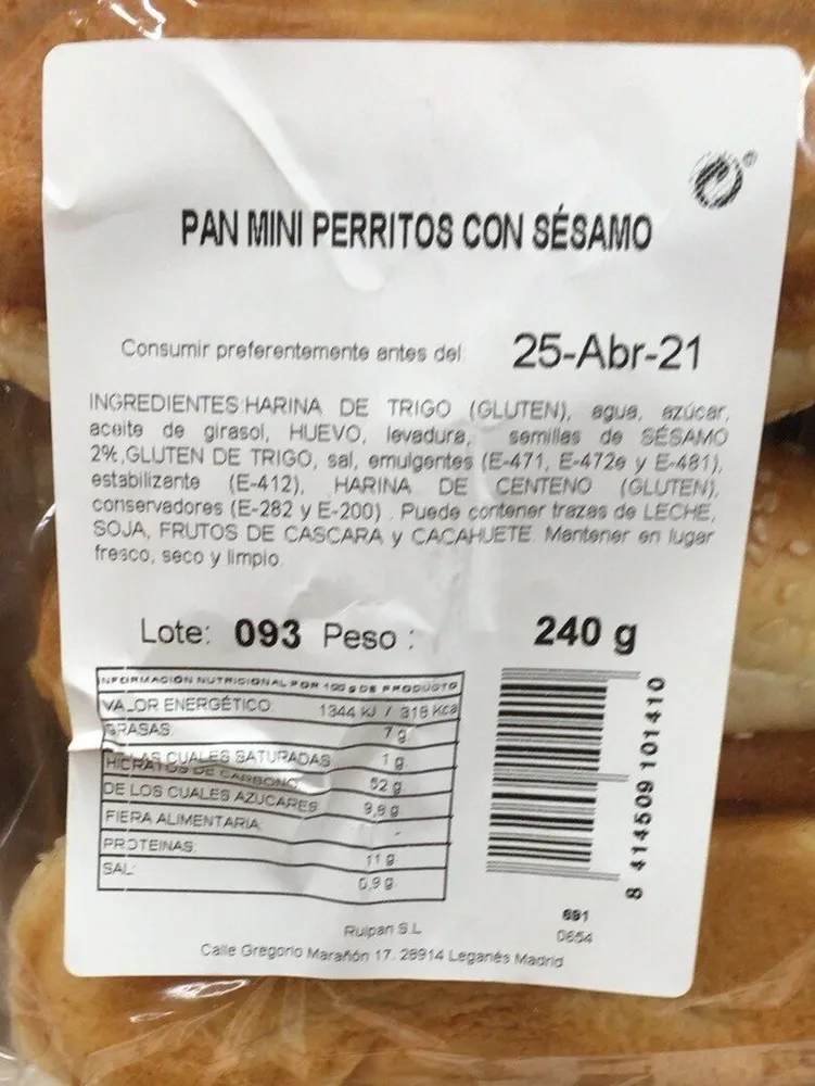 Pan mini perritos con sésamo