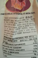 PAN DE MOLDE INTEGRAL DE AVENA  RUIPAN