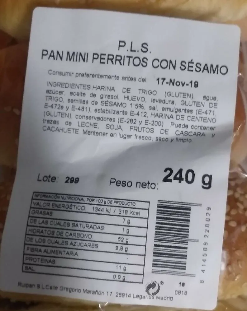 Pan mini perritos con sesamo