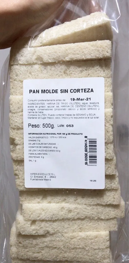Pan molde sin corteza