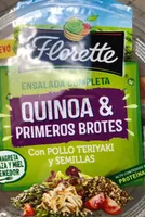 Ensalada completa de quinoa y primeros brotes con pollo teriyaki y semillas