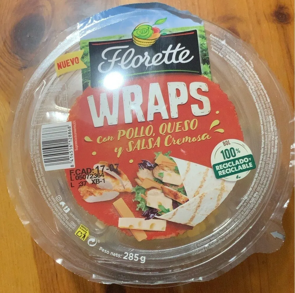 FloretteWraps con pollo,queso y salsa cremosa