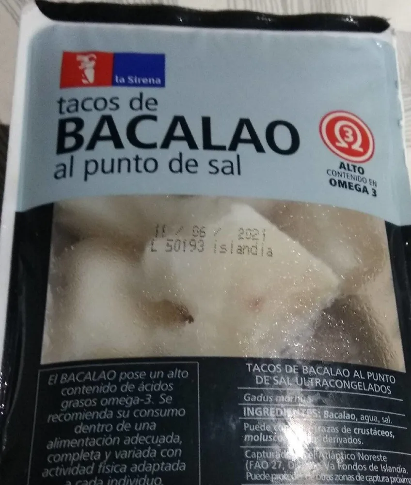 Tacos de bacalao al punto de sal
