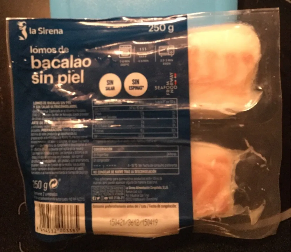 Lomos de Bacalao, sin Piel