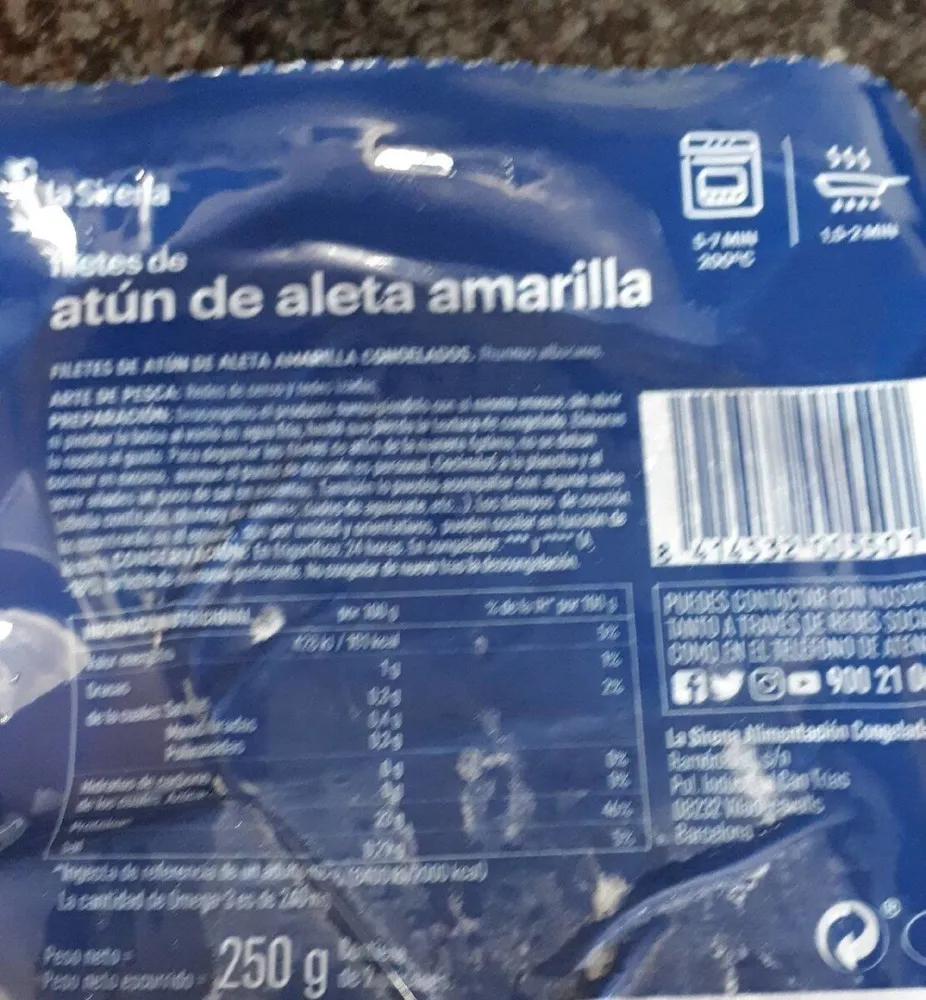 Filetes de atún de aleta amarilla