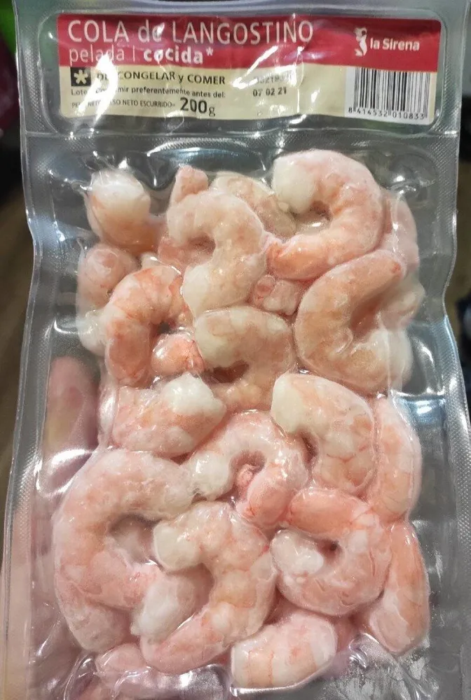 Cola de langostino pelada cocida