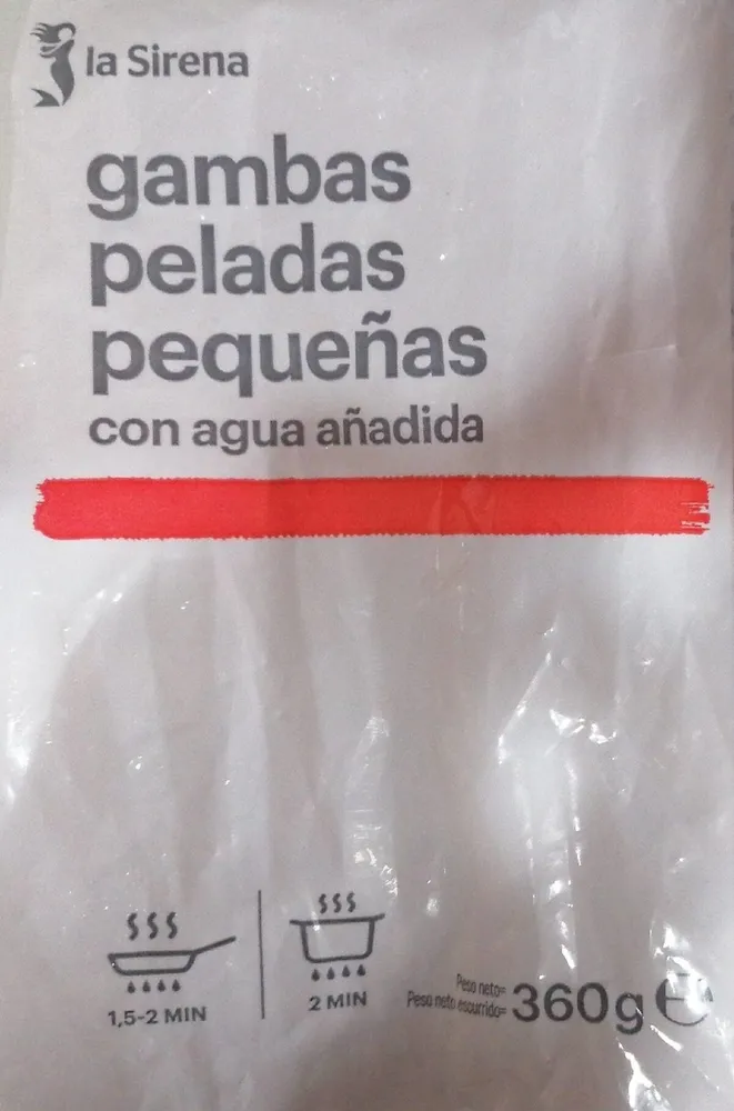 Gambas peladas pequeñas con agua añadida