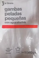 Gambas peladas pequeñas con agua añadida
