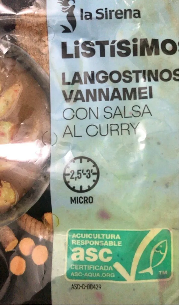 Langostinos vannamei con salsa al curry