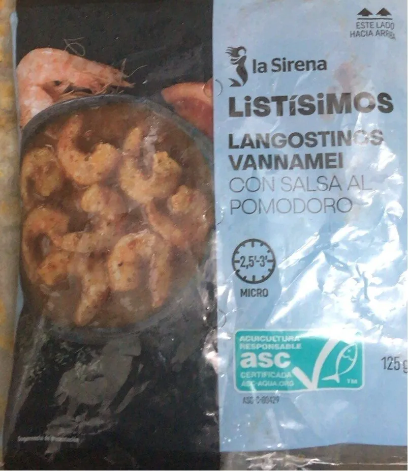 Langostinos vannamei con salsa al pomodoro