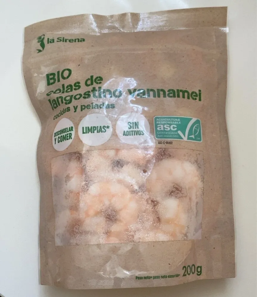 Colas de langostino vanbamei
