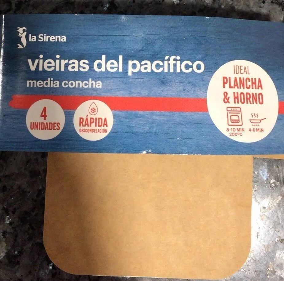 Vieiras del pacífico media concha