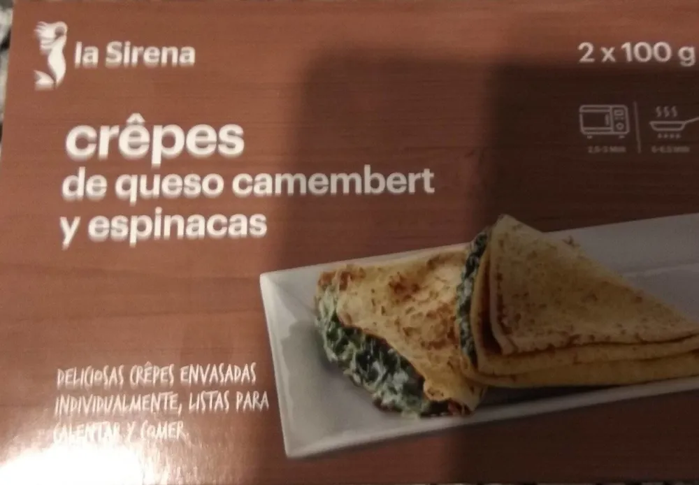 Crêpes de queso camembert y espinacas