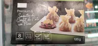 Saquitos de confit de pato con pera
