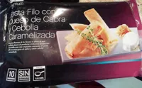 Pasta filo con queso de cabra y cebolla caramelizada