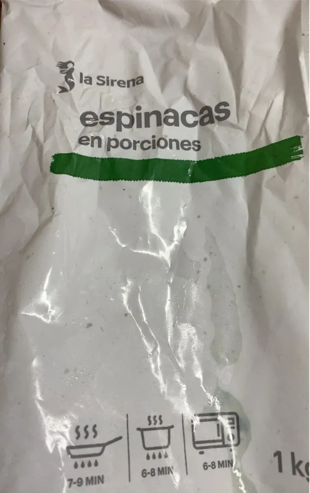 Espinacas en porciones