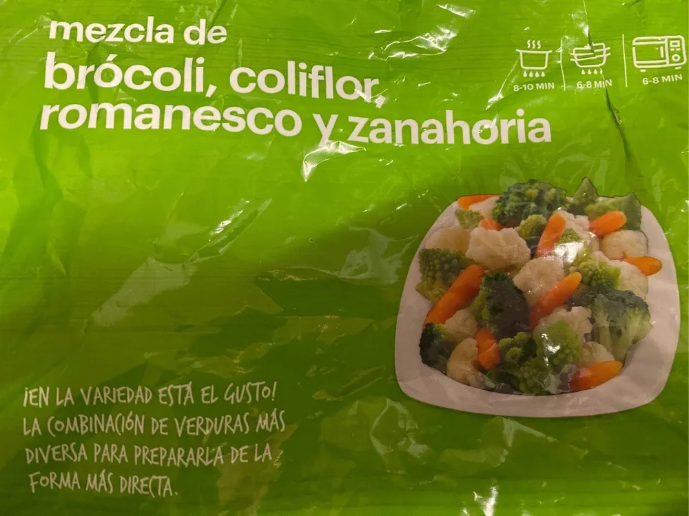 Mezcla de brócoli, coliflor, romanesco y zanahoria