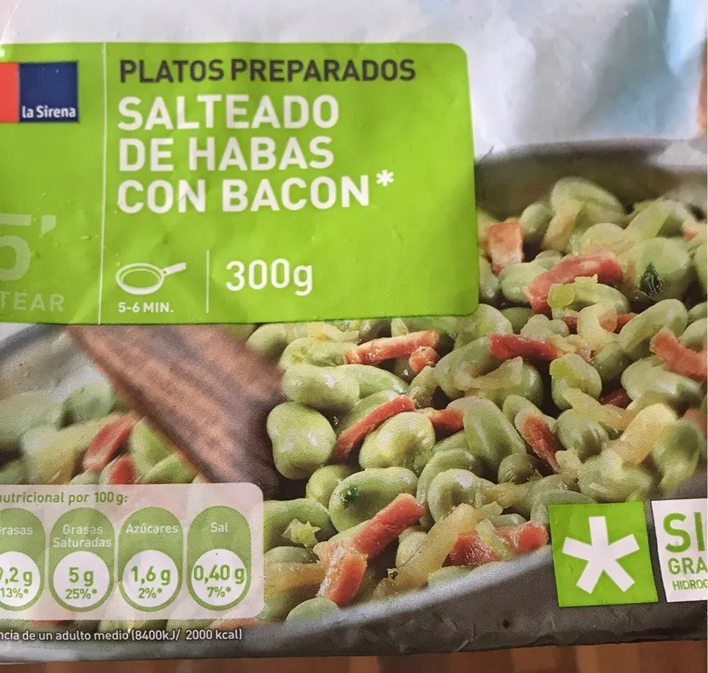 Salteado de habas con bacon