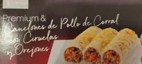 Canelones de pollo de corral con ciruelas y orejones
