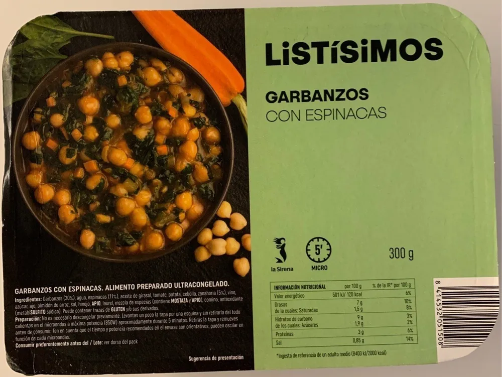 Garbanzos con espinacas