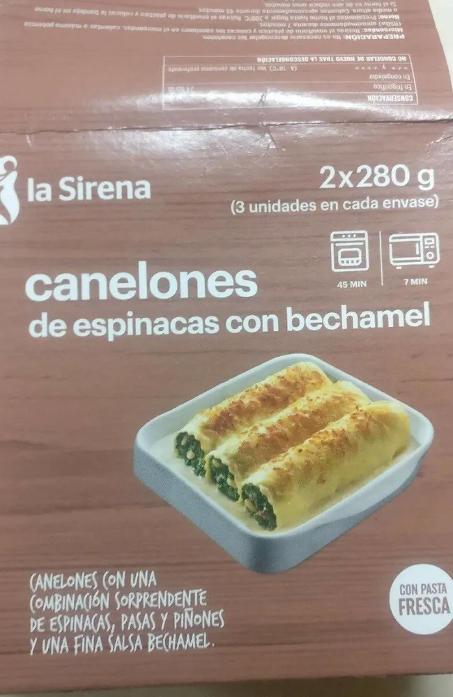 Canelones de espinacas con bechamel