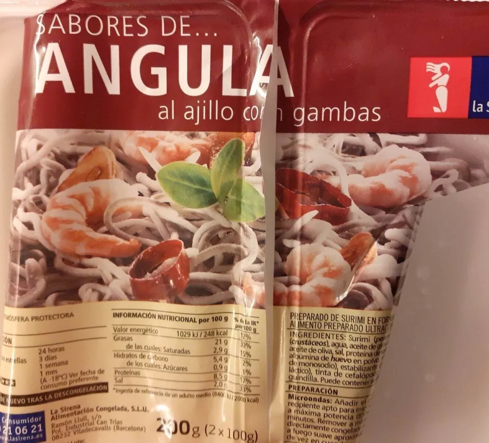 Sabores de angula al ajillo con gambas