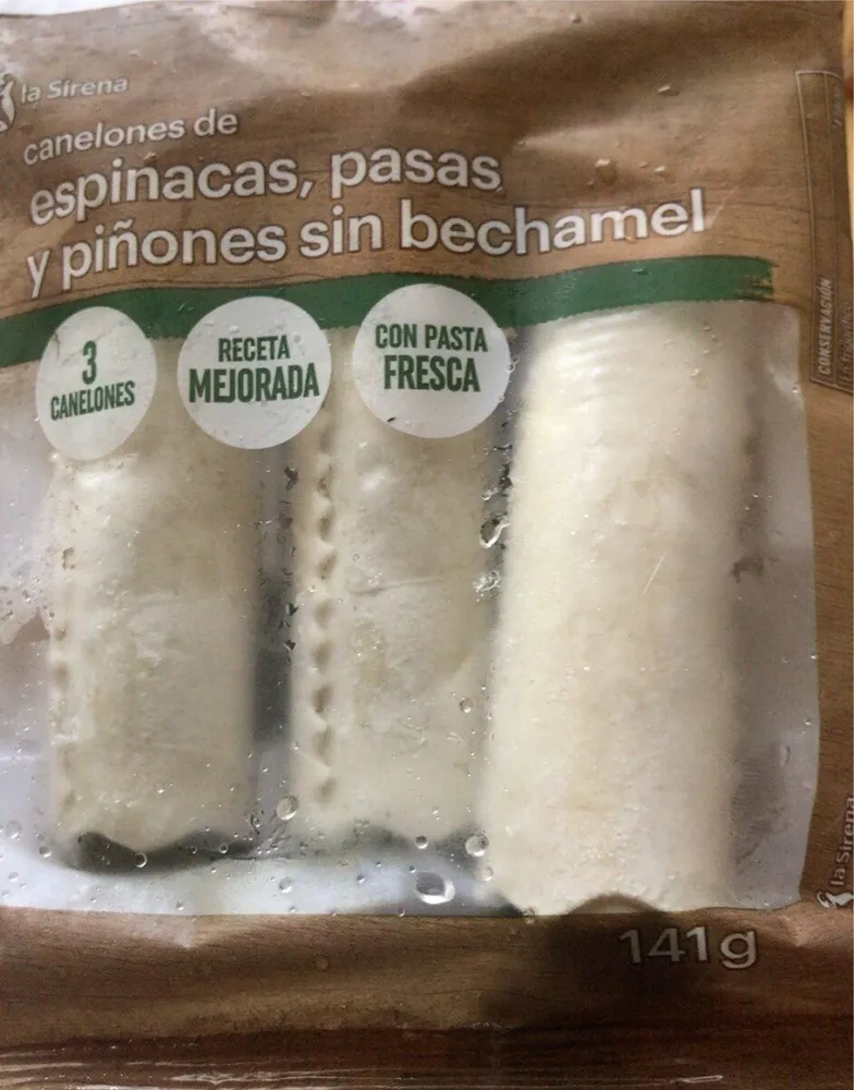 Canelones espinacas y piñones