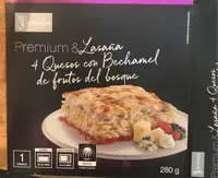 Lasaña 4 quesos con bechamel de frutos del bosque