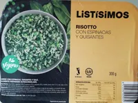 Risotto con espinacas y guisantes