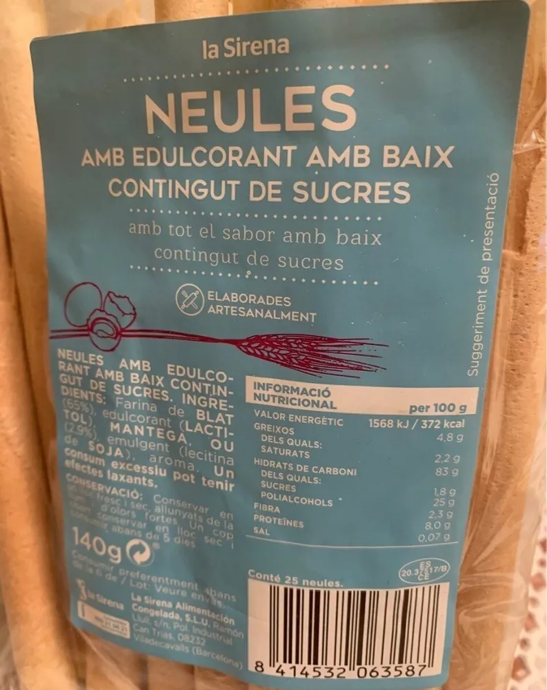 Neulas con edulcorante