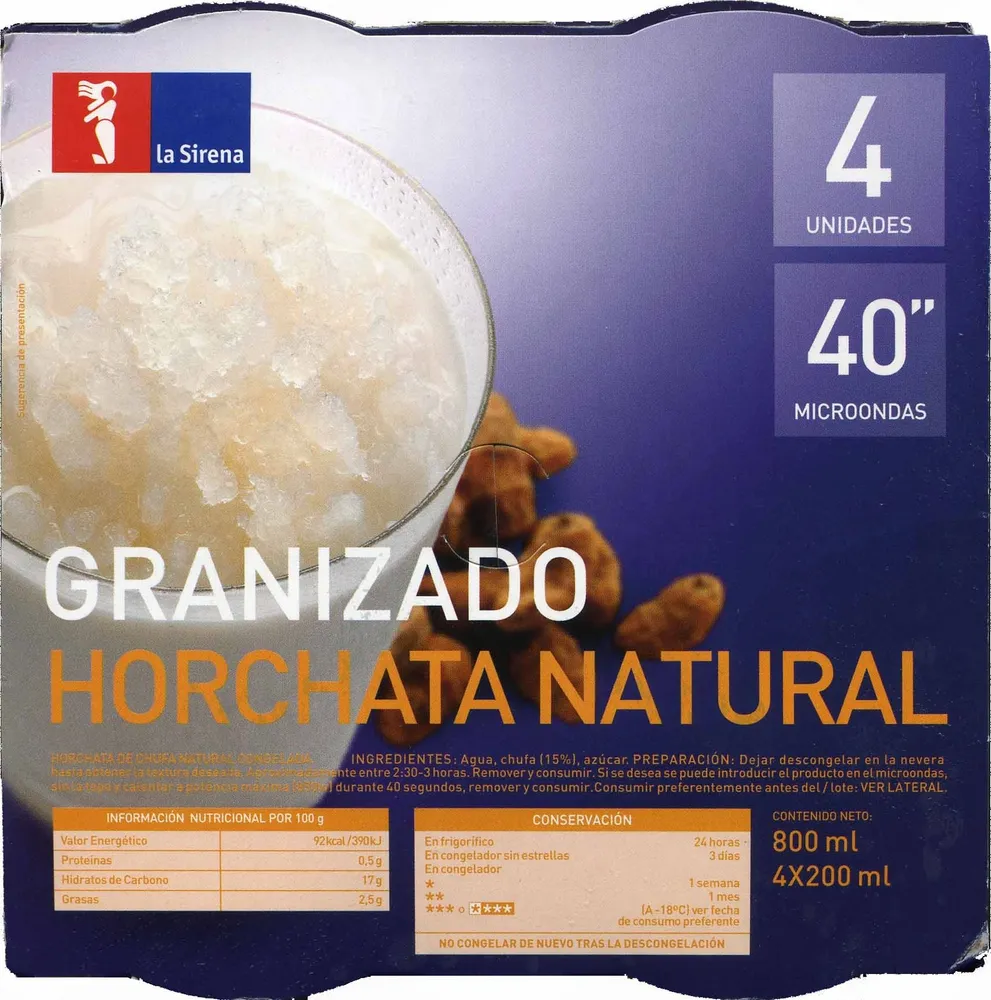 Granizado horchata natural
