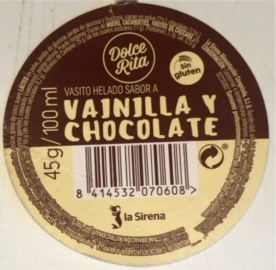 Vasito helado sabor a vainilla y chocolate