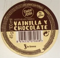 Vasito helado sabor a vainilla y chocolate