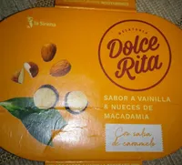 Helado sabor a vainilla y nueces de macadamia con salsa de caramelo