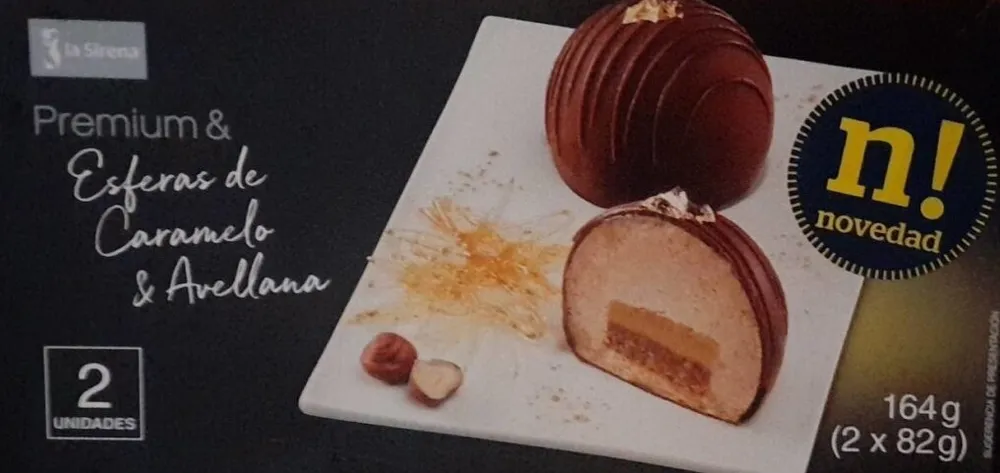 Esferas de caramelo y avellana